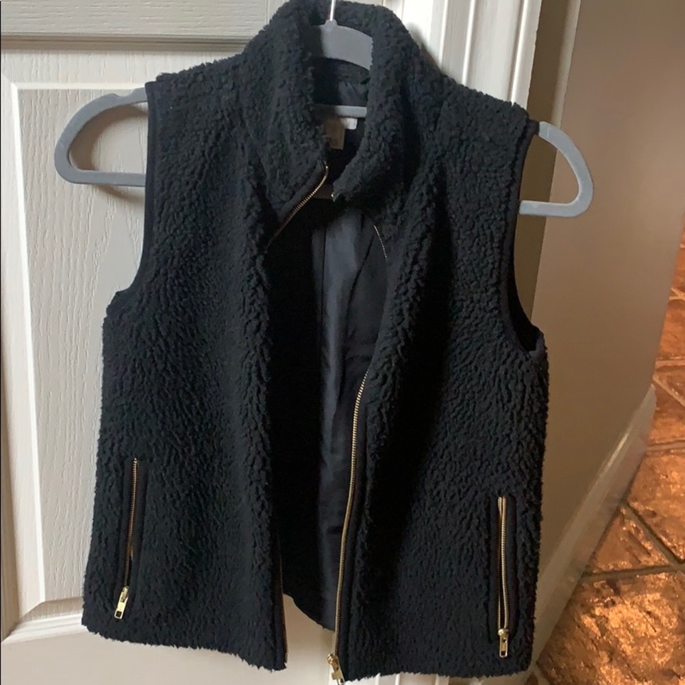 J crew black fleece vest xxs